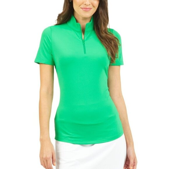 IBKUL Tops - IBKUL Isleworth Ladies Polo Zip Mock Neck Green XS NWT